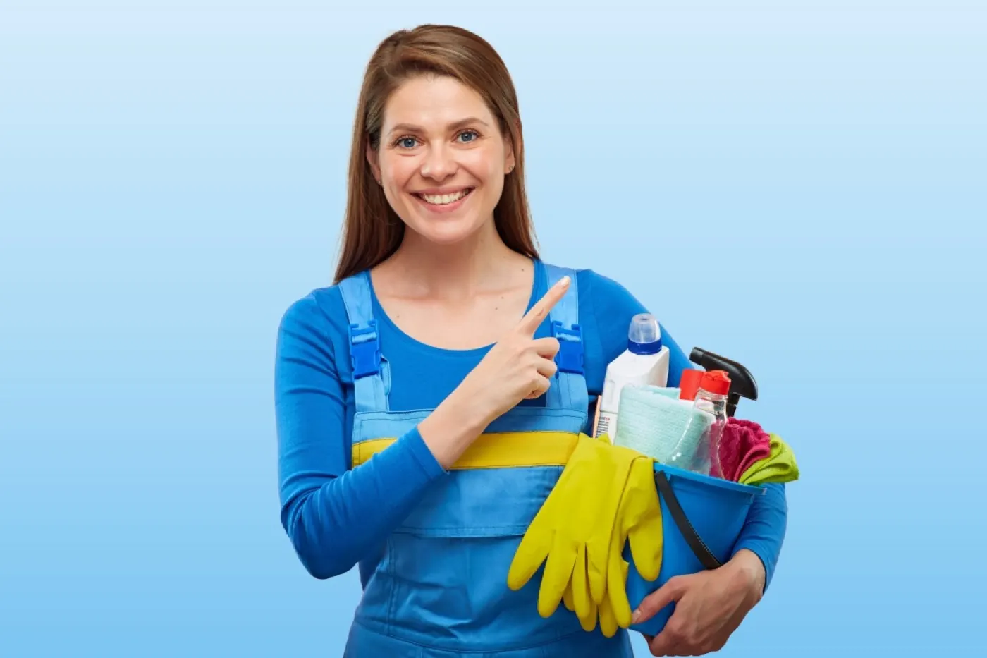 Cleaner wiping down a kitchen counter during a recurring home visit